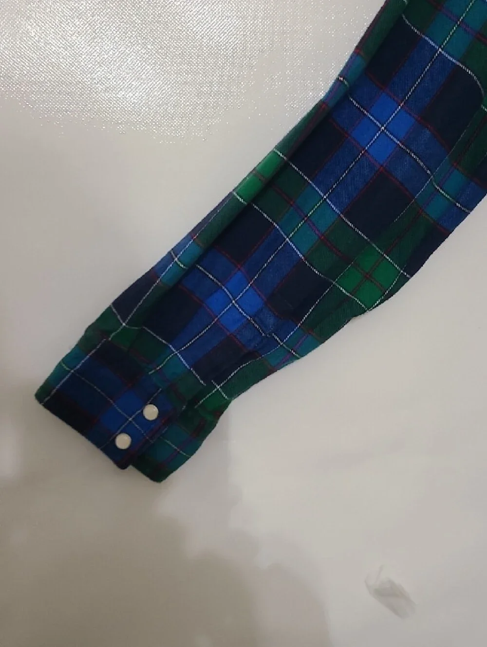 Levi's Green & Blue Plaid Modern Fit Long Sleeve Western Pearl Snap Shirt - XL